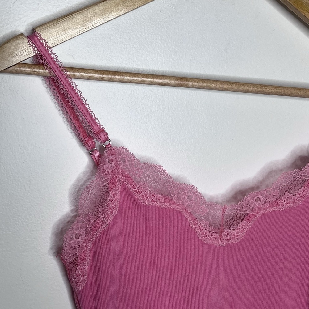 Abercrombie & Fitch Y2K Lace Trim Cami Tank Top Pink Womens Small Coquette Moose - Picture 3 of 6